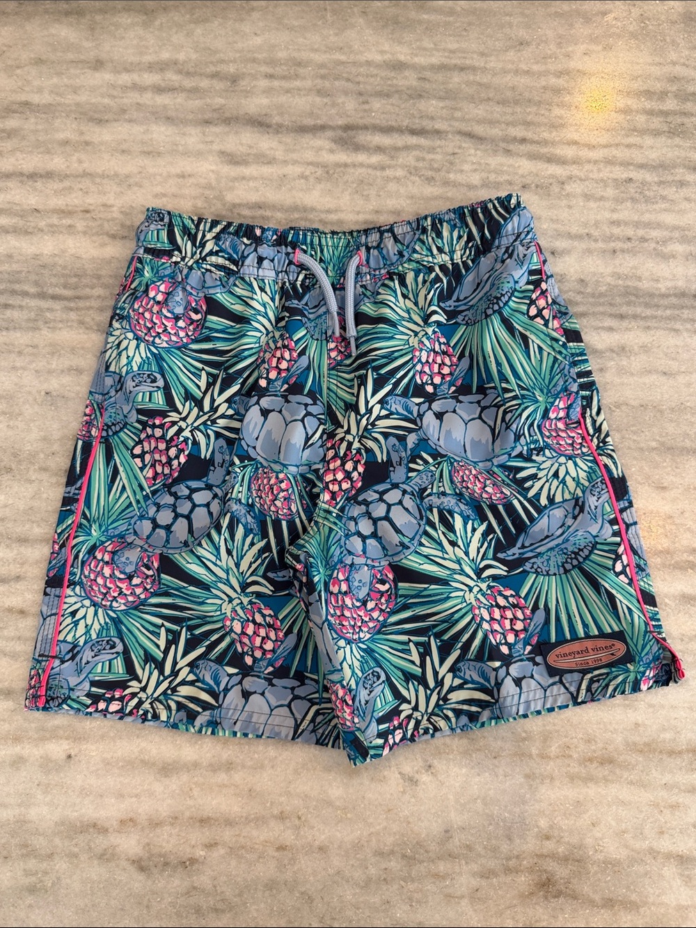 Boy’s Vineyard Vines Turtle Print Chappy Swim Shorts, Youth Size S (8 - 10)